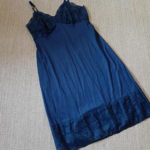 *Vintage Full Dress Slip Van Raalte Dark Blue - image 1